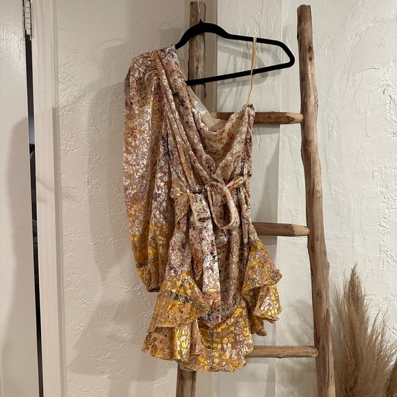 HEMANT AND NANDITA Kalon One Shoulder Belted Mini Dress White Cyber Size Small - Picture 5 of 11